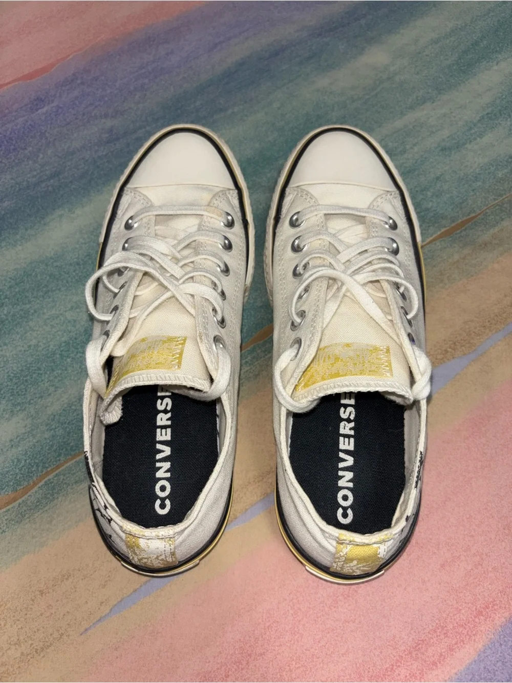 Converse CTAS Low Platform Sneakers size 7 shoes Egret Saturn Gold
